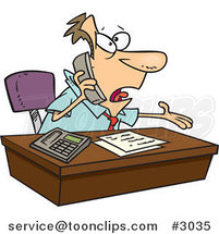 Cartoon Business Man Calling Customer Service by Toonaday