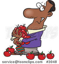 Cartoon Black Business Man Holding an Armful of Apples by Toonaday