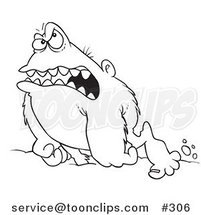 Cartoon Coloring Page Line Art of a Grouchy Abominable Snowman by Toonaday