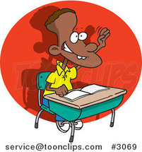 Cartoon Eager School Boy Raising His Hand by Toonaday