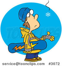 Cartoon Eager Snowboarder Waiting for Snow by Toonaday