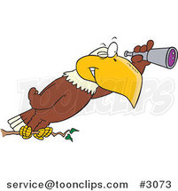 Cartoon Eagle Using a Telescope by Toonaday