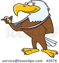 Cartoon Bald Eagle Holding a Medal by Toonaday