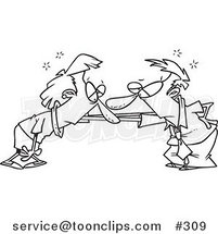 Cartoon Coloring Page Line Art of a Couple Catching Their Breath After a Fight by Toonaday