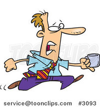 Cartoon Business Man Running with a Cup of Coffee by Toonaday