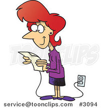Cartoon Business Woman Reading Her Email by Toonaday