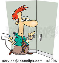 Cartoon Business Man Plugging a Letter into an Electrical Socket by Toonaday