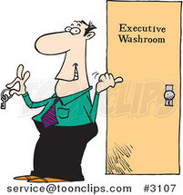 Cartoon Business Man Holding the Key to an Executive Washroom by Toonaday