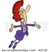 Cartoon Business Woman Jumping Happily by Toonaday