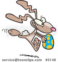 Cartoon Bunny Running with an Easter Egg by Toonaday