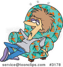 Cartoon Exhausted Lady in an Arm Chair by Toonaday