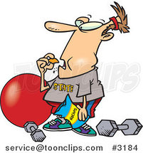 Cartoon Guy Bingeing Instead of Exercising by Toonaday