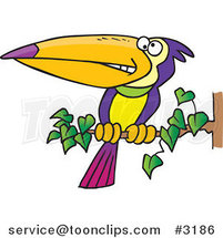 Cartoon Exotic Toucan Perched on a Branch by Toonaday