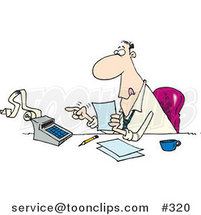 Busy Cartoon Accountant Using a Calculator at His Desk by Toonaday