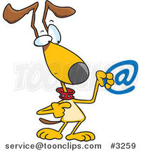 Cartoon Dog Pointing to an Email Symbol by Toonaday