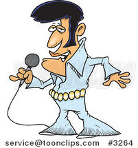 Cartoon Elvis Impersonator Singing by Toonaday