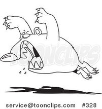 Cartoon Coloring Page Line Art of an Aggressive Bear Leaping by Toonaday