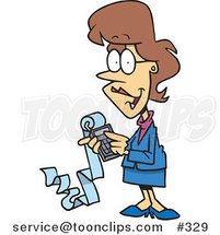 Female Cartoon Accountant Holding a Calculator with a Long Strip of Paper by Toonaday