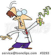 Cartoon Successful Scientist Holding up a Test Tube by Toonaday