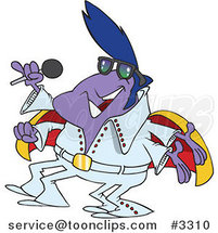 Cartoon Elvis Impersonator Alien Singing by Toonaday