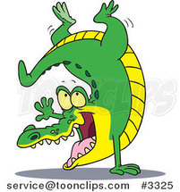 Cartoon Gator Doing a Hand Stand by Toonaday