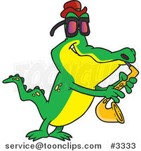 Cartoon Gator Playing the Blues by Toonaday