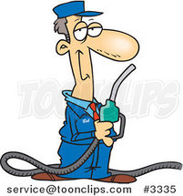 Cartoon Gas Station Attendant Holding a Nozzle by Toonaday