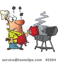 Cartoon Guy Using a Gas Can to Ignite His Bbq by Toonaday