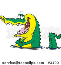 Cartoon Happy Gator Wading in Water by Toonaday