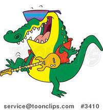 Cartoon Gator Guitarist by Toonaday