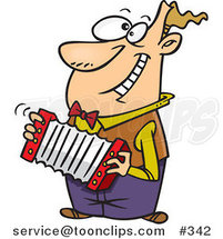 Happy Cartoon Guy Playing an Accordion by Toonaday
