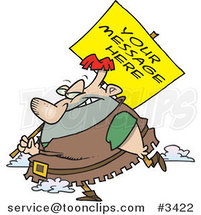 Cartoon Giant Carrying a Sign over His Shoulder by Toonaday