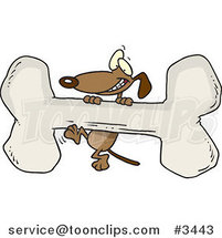 Cartoon Dog Climbing a Giant Bone by Toonaday