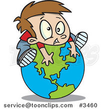 Cartoon Boy on Top of a Globe by Toonaday