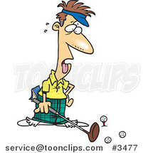 Cartoon Exhausted Golfer by Toonaday