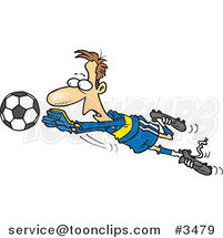 Cartoon Soccer Goalie Leaping Towards a Ball by Toonaday