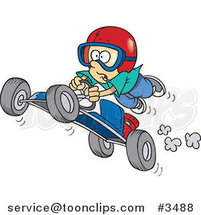 Cartoon Boy Catching Air on a Go Cart by Toonaday