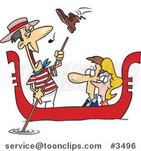 Cartoon Shoe Flying at a Gondolier Singing to a Couple by Toonaday