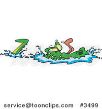 Cartoon Alligator Gliding Through Water by Toonaday