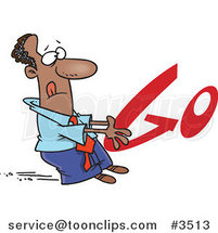 Cartoon Black Business Man Holding on to GO by Toonaday