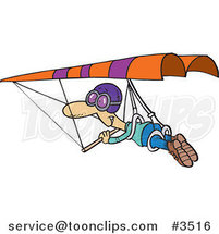 Cartoon Guy Hang Gliding by Toonaday