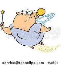 Cartoon Fairy Godmother Flying by Toonaday