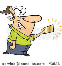 Cartoon Business Man Holding a Golden Ticket by Toonaday