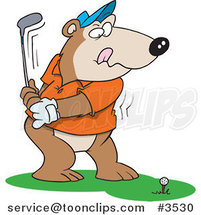 Cartoon Golfing Bear by Toonaday
