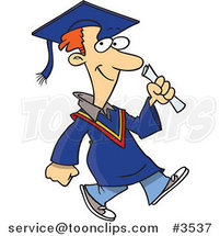 Cartoon Graduate Guy Walking by Toonaday