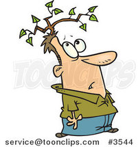 Cartoon Guy with a Branch Growing from His Head by Toonaday