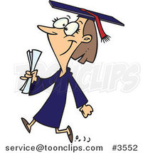 Cartoon Female College Graduate Walking by Toonaday