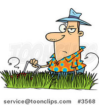 Cartoon Guy Mowing Tall Grass by Toonaday