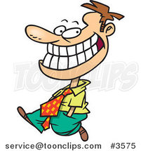 Cartoon Happy Business Man Walking and Grinning by Toonaday