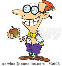 Cartoon Nerdy School Boy Holding an Apple by Toonaday